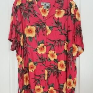 Caribbean Joe Tropical Floral Button Down Shirt